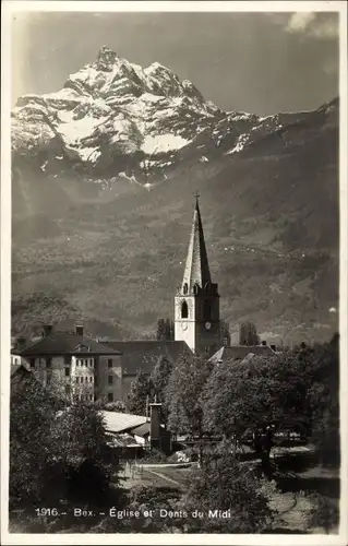 Ak Bex Kanton Waadt, Kirche, Dents du Midi
