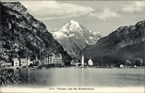 Ak Flüelen Kanton Uri Schweiz, Teilansicht, Bristenstock