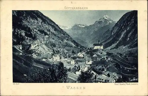 Ak Wassen Kt Uri Schweiz, Gesamtansicht, Gotthardbahn