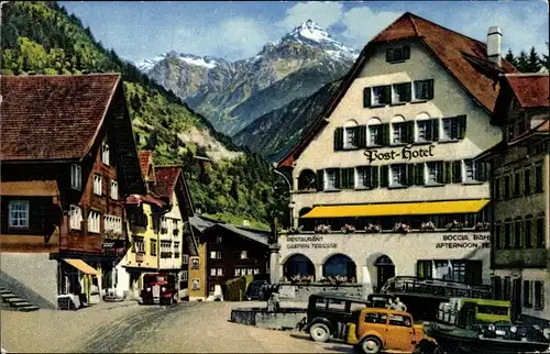 Ak Wassen Kt. Uri Schweiz, Gotthard Susten Route, Post Hotel