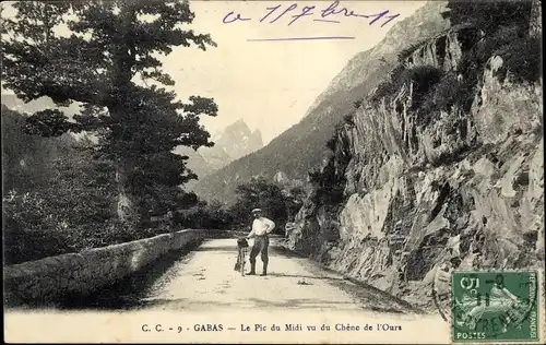 Ak Pyrénées-Atlantiques, Gabas, Der Pic du Midi vom Chene de l'Ours aus gesehen