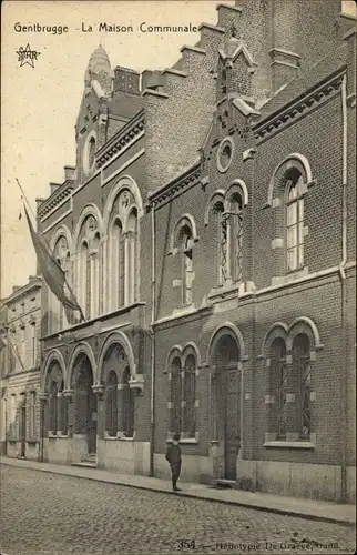 Ak Gentbrugge Großraum Gent Ostflandern, Gemeindehaus