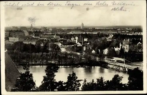 Ak Wyborg Wiborg Viipuri Russland, Gesamtansicht, Fluss, Brücke