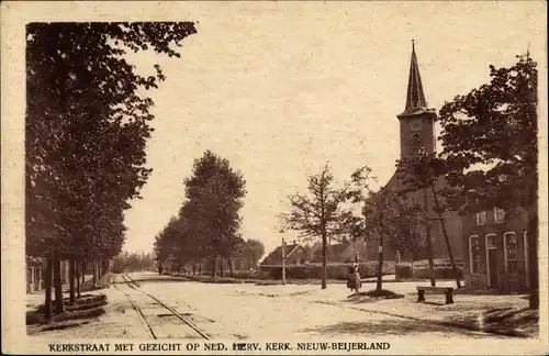 Ak Nieuw Beijerland Südholland, Kerkstraat, Ned. Herv. Kerk