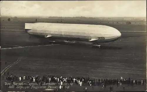 Ak Leipzig in Sachsen, Zeppelin Luftschiff LZ 17 Sachsen