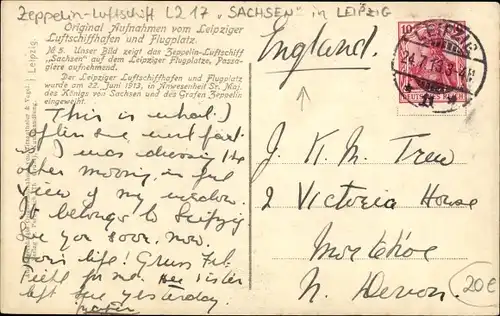 Ak Leipzig in Sachsen, Zeppelin Luftschiff LZ 17 Sachsen