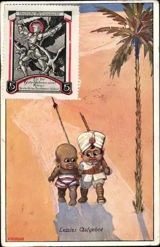 Künstler Ak Kaiwub, Letztes Aufgebot, afrikanischer Krieger, Soldat