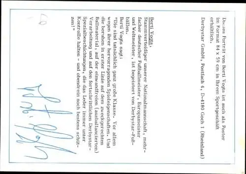 Ak Deutscher Fußballspieler Berti Vogts, Autogramm