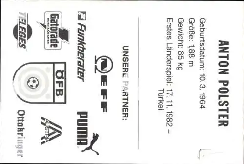 Ak Fußballspieler Toni Polster, Autogramm