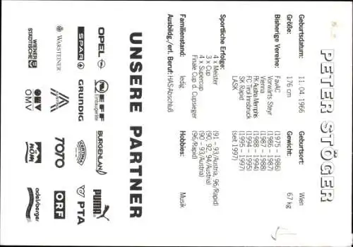 Ak Fußballspieler Peter Stöger, Autogramm