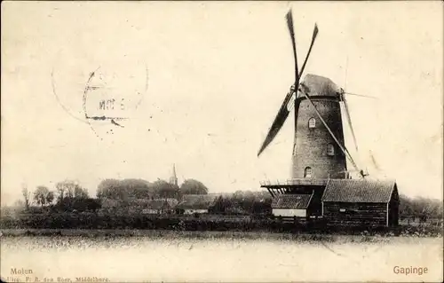 Ak Gapinge Walcheren Zeeland, Molen