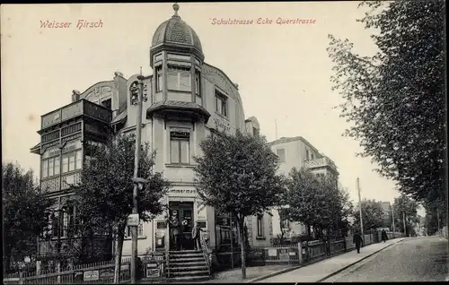 Ak Dresden Weißer Hirsch, Schulstraße Ecke Querstraße, Villa Margot, Geschäft Zimmermann