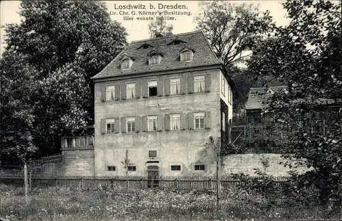 Ak Dresden Loschwitz, Dr. Chr. G. Körner Besitzung, Hier wohnte Schiller, Außenansicht