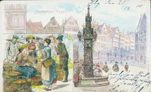 Glitzer Litho Hamburg Mitte Altstadt, Hamburger Typen, Meßberg