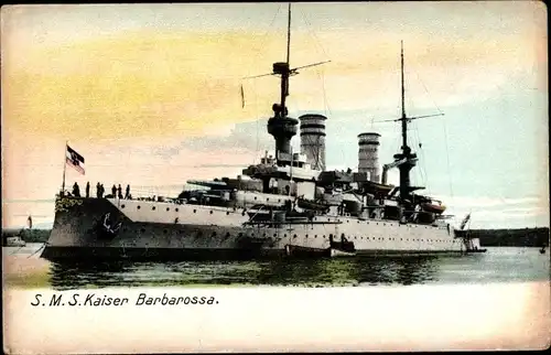 Ak Deutsches Kriegsschiff, SMS Kaiser Barbarossa, Kaiserliche Marine