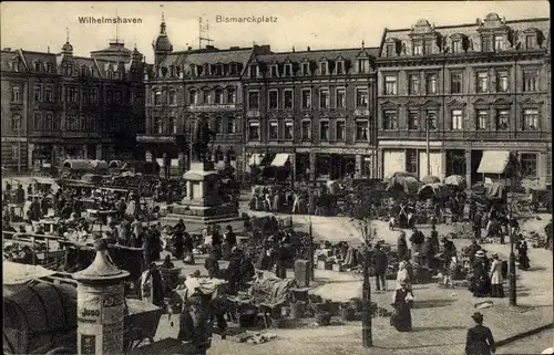 Ak Wilhelmshaven an der Nordsee, Bismarckplatz, Litfaßsäule