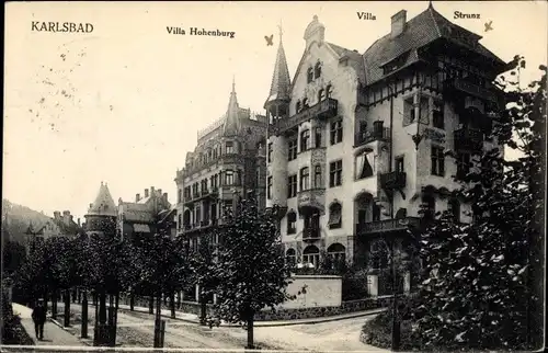 Ak Karlovy Vary Karlsbad Stadt, Villa Hohenburg, Villa Strunz