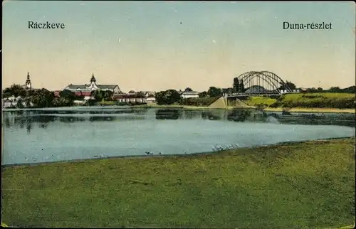 Ak Ráckeve Ráczkeve Ungarn, Teilansicht, Brücke