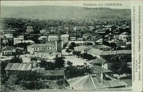 Ak Svištov Swischtow Bulgarien, Stadtuhr, Alte Kasernen, Städtisches Bad