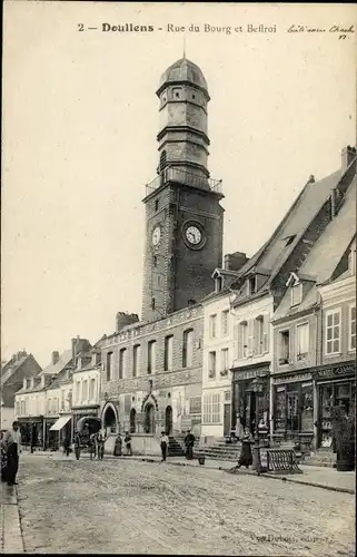 Ak Somme de Doullen, Rue du Bourg und Belfried