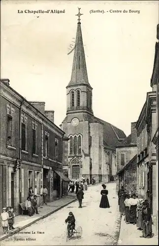 Postkarte La Chapelle d'Aligne Sarthe, Centre du Bourg