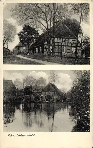 Ak Hohn in Schleswig Holstein, Fachwerkhäuser, Bauernhof, See