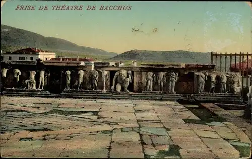 Ak Athen Griechenland, Theater des Bacchus, Relieffries