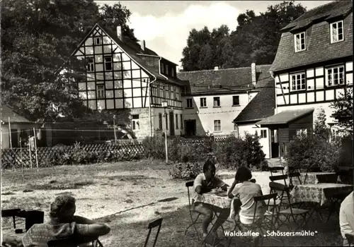 Ak Eisenberg in Thüringen, Waldcafé Schössersmühle im Mühltal