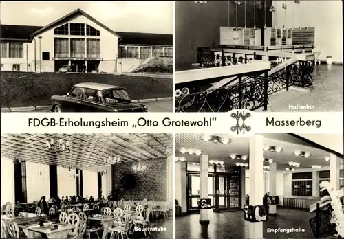 Ak Masserberg in Thüringen, FDGB Erholungsheim Otto Grotewohl, Hallenbar, Bauernstube