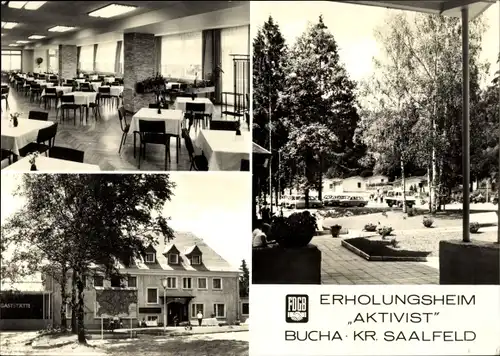 Ak Bucha Unterwellenborn in Thüringen, FDGB Erholungsheim Aktivist, Bungalows, Speisesaal