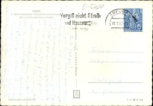 Ak Erfurt in Thüringen, Internationale Gartenbauausstellung 1961, IGA