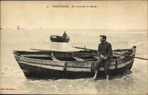 Ak Le Touquet Paris Plage Pas de Calais, Warten auf die Flut