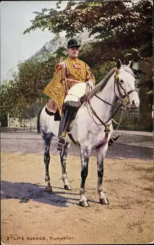 Ak Berittener britischer Soldat, Trompeter