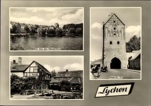 Ak Lychen in der Uckermark, Oberpfuhlsee, Stargarder Tor, Malerwinkel