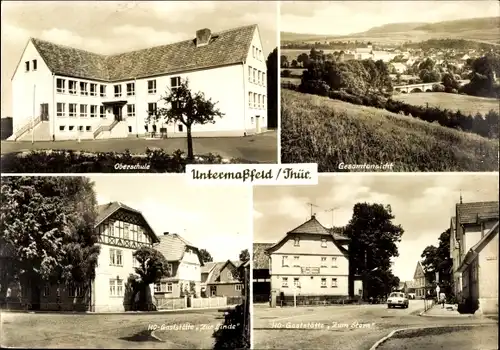 Ak Untermaßfeld in Thüringen, Oberschule, Panorama, HOG Zur Linde, HOG Zum Stern