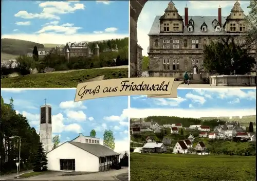 Ak Friedewald Westerwald, Schloss, Kirche, Ortsansicht