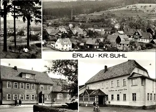 Ak Erlau Schleusingen in Thüringen, Konsum-Gaststätte Zur Erholung, Gasthaus zur grünen Erle