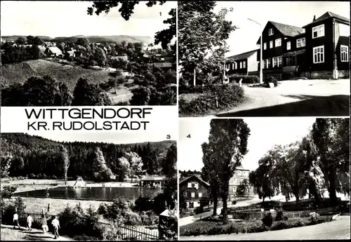 Ak Wittgendorf in Thüringen, Panorama vom Talberg aus, Gasthaus Zur Erholung, Auebad, Teilansicht
