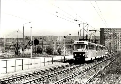 Ak Karl Marx Stadt Chemnitz, 110 Jahre Straßenbahn, Wladimir Sagorski Str., Fritz Heckert Wohngebiet