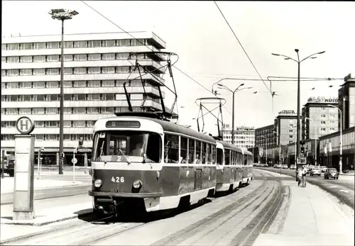 Ak Karl Marx Stadt Chemnitz, 110 Jahre Straßenbahn, Tatra Großzug, Tw 424, Bj. 1970, Typ T 3 D