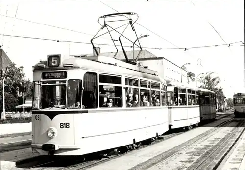 Ak Karl Marx Stadt Chemnitz, 110 Jahre Straßenbahn, Triebwagen 818, Bj. 1964, Linie 5, Altchemnitz