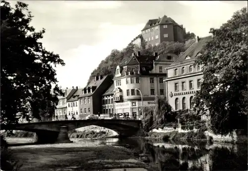 Ak Greiz in Thüringen, Brücke, Kreissparkasse, Konsum Gaststätte