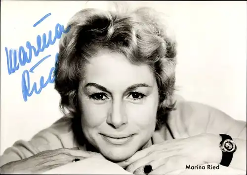 Ak Schauspielerin Marina Ried, Portrait, Armbanduhr, Autogramm