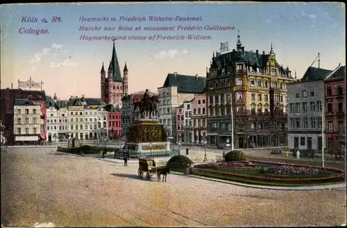 Ak Köln am Rhein, Neumarkt, Friedrich Wilhelm Denkmal