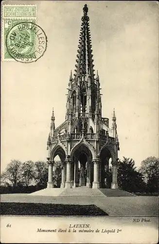 Ak Laeken Bruxelles Brüssel, Monument eleve a la Memoire de Leopold I