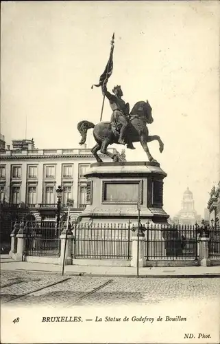 Ak Bruxelles Brüssel, La Statue de Godefroy de Bouillon