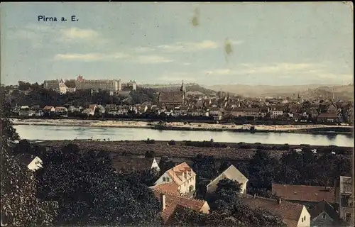 Ak Pirna an der Elbe, Schloss Sonnenstein, Panorama