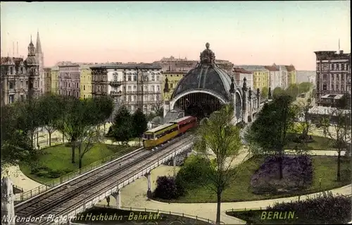 Ak Berlin Schöneberg, Nollendorfplatz mit Hochbahn-Bahnhof