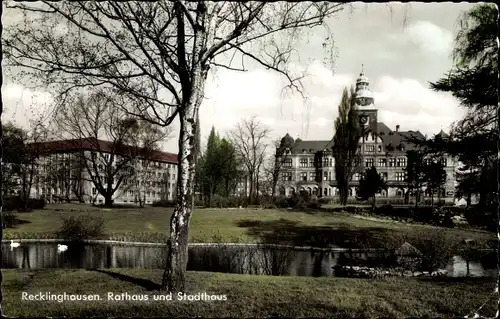 Ak Recklinghausen im Ruhrgebiet, Rathaus und Stadthaus