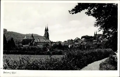 Ak Prüm in der Eifel, Ortsansicht mit Kirche